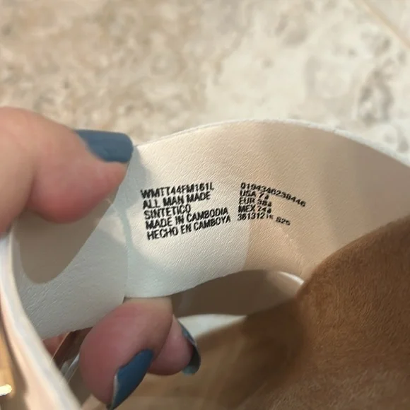 NEW Time and Tru White Double Strap Gold Buckle Slides SZ 7.5 - Picture 7 of 8